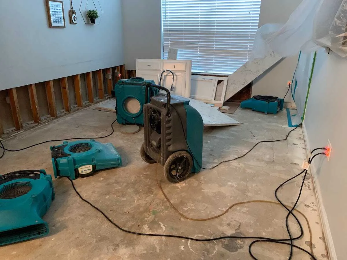 Dehumidifier in flood-cut room for Water Damage Restoration in Hermon